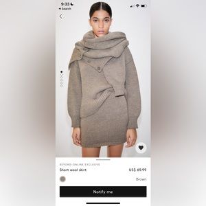 MANGO Brown Short Wool Skirt- Size Medium